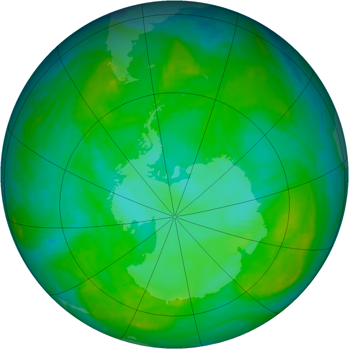 Antarctic ozone map for 23 December 2002
